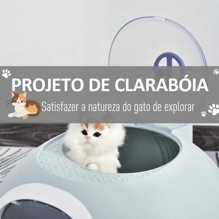 Caixa de areia para gatos com bandeja amovível e pá – azul