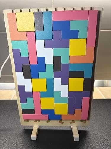Puzzle Tetris 3D de Madeira Montessori (com Cartões) - NOVO