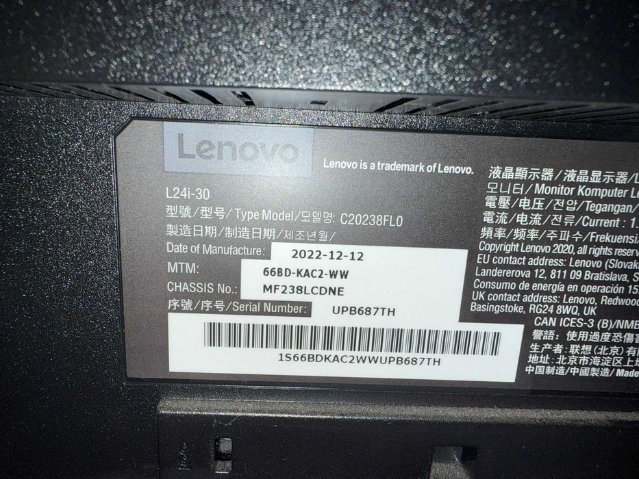 Monitor Lenovo L24i-30 (23.8") 1920 x 1080 px Full HD LCD