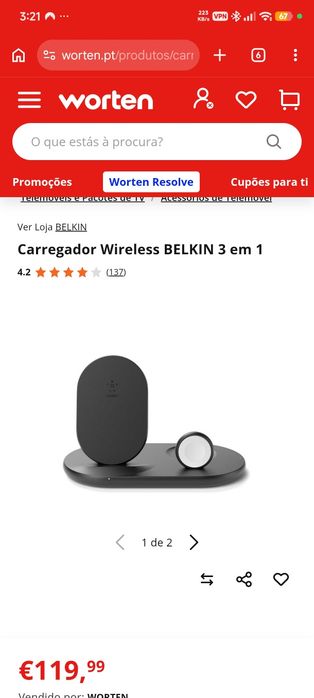 Carregador Belkin Boostcharge 3in1 iPhone + apllewatch + airpods