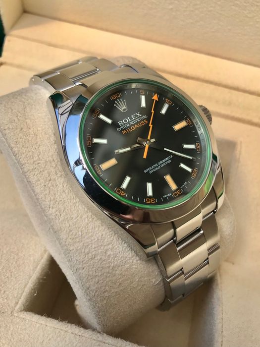 Rolex Milgauss Green sapphire.