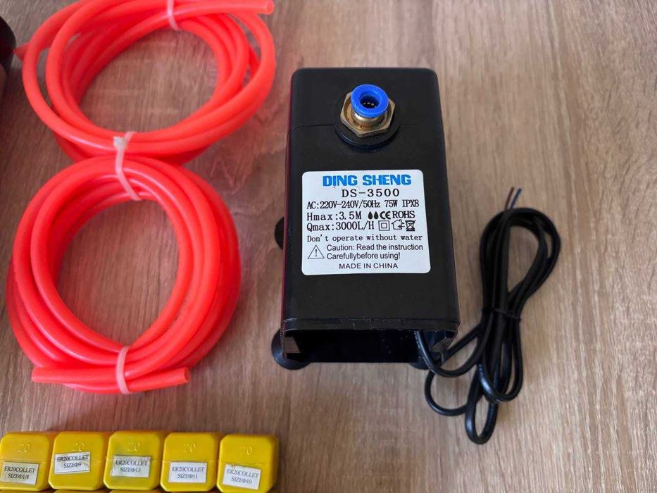 Комплект ЧПК: Шпиндель 2.2 кВт (80 мм, ER20, 220V) + Помпа + Кронштейн + Цанги + Кабель