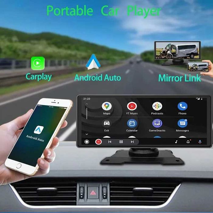 Carplay Portátil Universal de 26.06cm Sem Fio  Android Auto,  Carro 2D