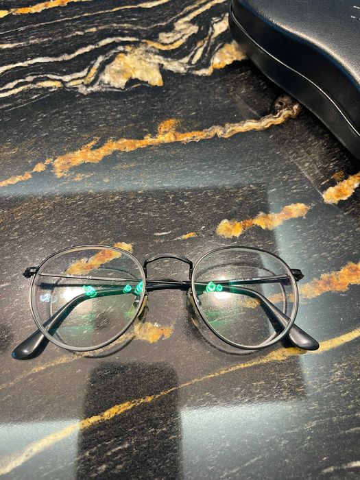 Armação de óculos redonda preta Ray Ban