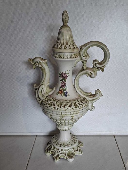 Soberbo Jarrão de Cerâmica, antigo, pintado à mão - 50cm