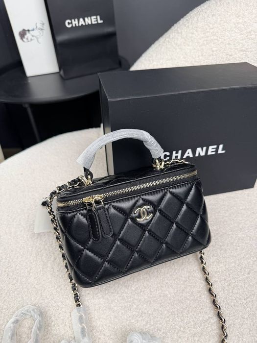 ‼️SALE‼️ Chanel Mini Vanity Case in Black Lambskin / Chanel Mini Vanity Case / женская кожаная сумочка Шанель