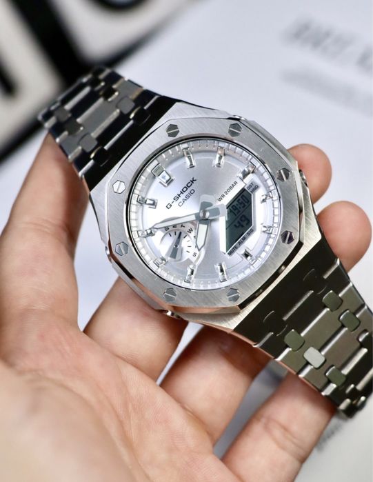 Casio GA 2100 custom годинник Оригінал металевий корпус , кастом часы