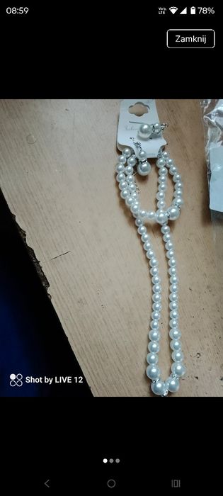 Zestaw biżuterii ( kolczyki, naszyjnik, bransoletka)