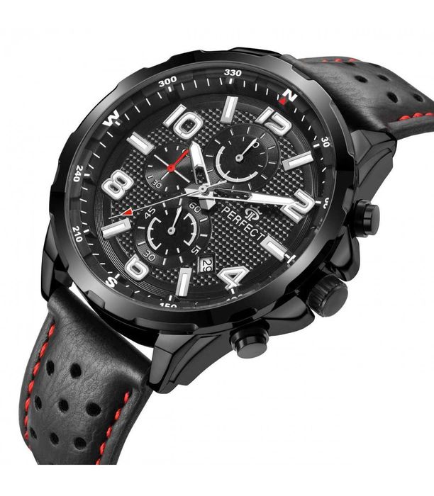 Czarny zegarek męski pasek duży solidny Perfect CH05L