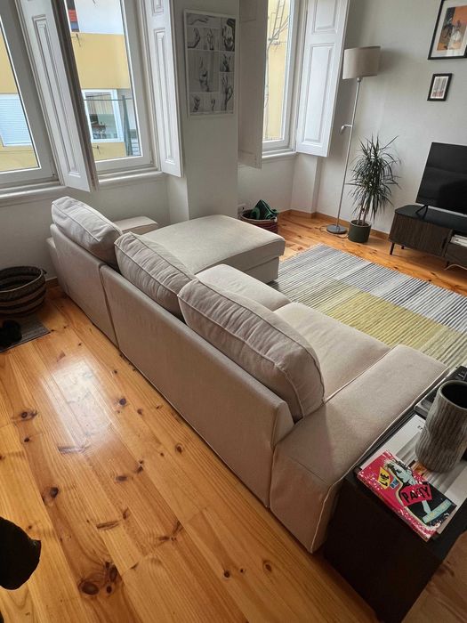 Sofá IKEA KIVIK 3 lugares + chaise longue – Bege claro