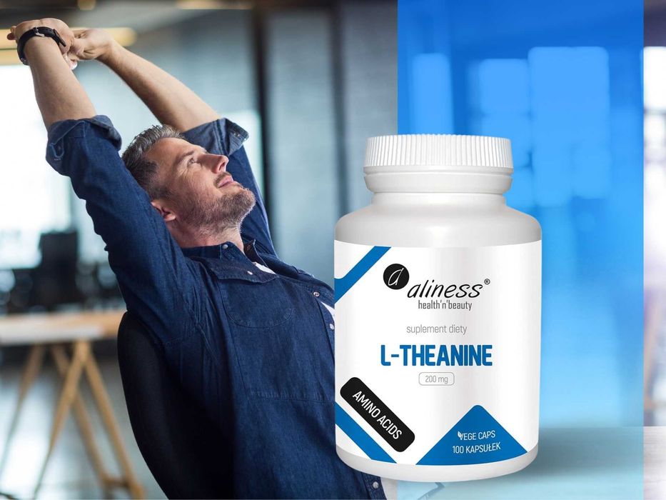 Aliness L-THEANINE 200 мг TEANINA, 100 капсул. L-теанин, L-теанін