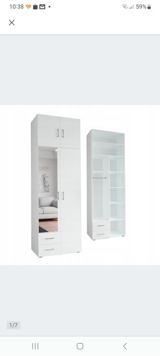 Szafa Biała z nadstawką 80 cm 242 cm 46 cm