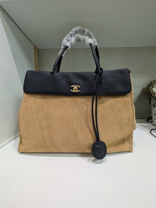 Сумка велика 39 см Chanel  з натуральної замші та шкіри