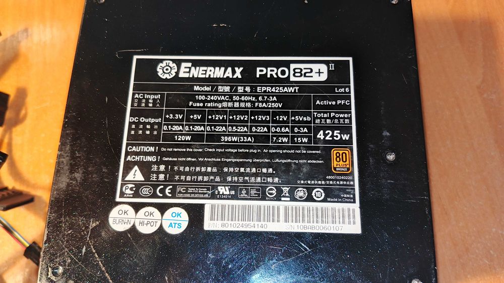Качественный Блок питания Enermax Pro82 + II (EPR425AWT II)