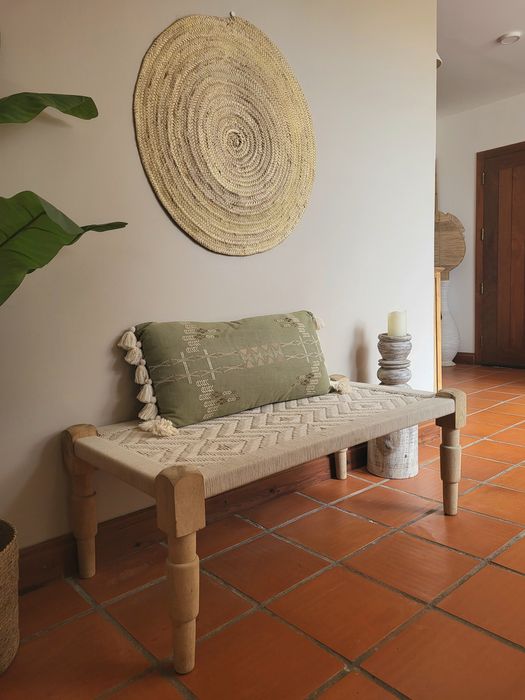 banco, banqueta, canape, macrame, decoração, rustico