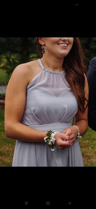 Dwuczęściowa szara suknia