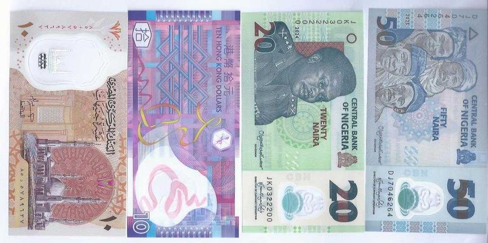 NOTAS DE POLIMERO 4  NOVAS     Nigeria, Hong Kong e Egito