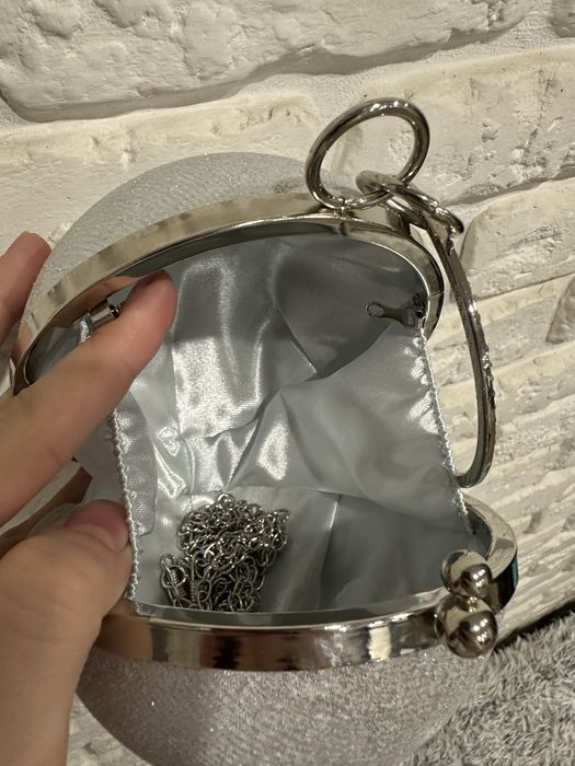 Сумка вечірня клатч куля шар срібло