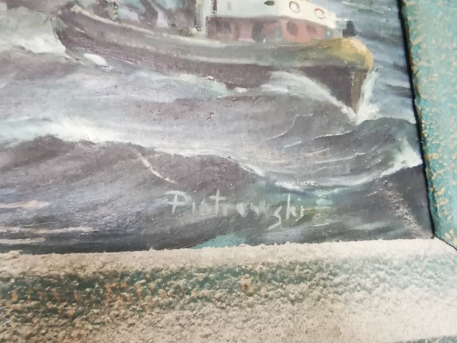 zabytkowy obraz marynistyka Piotrowski