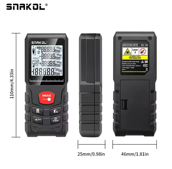 Medidores de áreas digitais a laser 50M