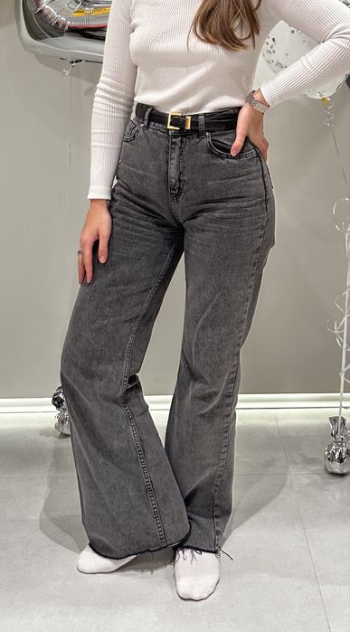 джинси сірі Fabric 17 легкий кльош нові, висока посадка, M-L