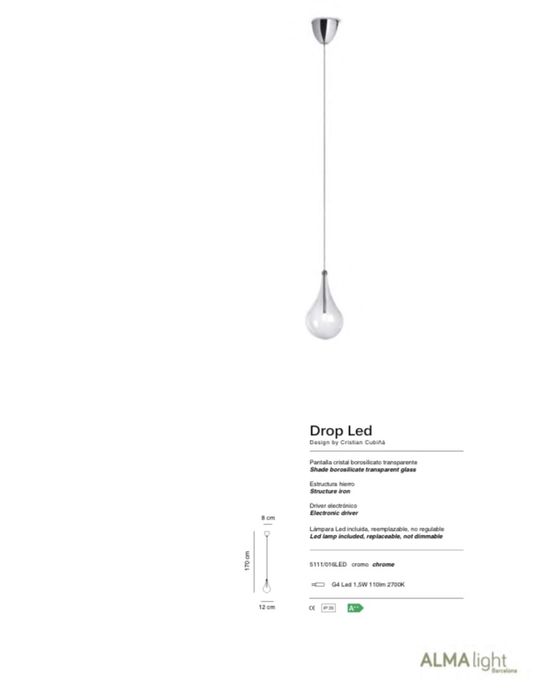 Candeeiro vidro - Drop ALMAlight