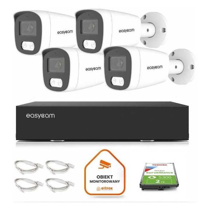 Zestaw do monitoringu IP Easycam 4 kamery 8 Mpx z POE