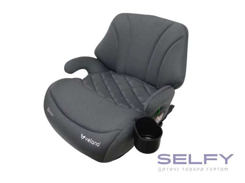 Бустер VELANO Gravo i-Size 125–150 см, ISOFIX + підстаканник, сірий чорний, можна забрати у Львові