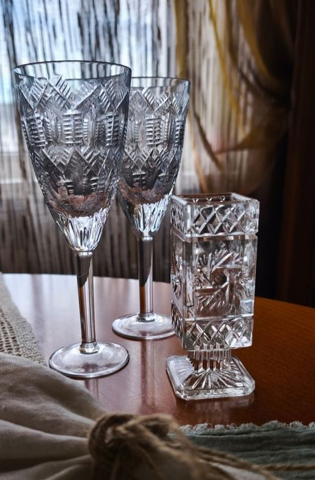 Подсвечник підсвічник хрусталь кришталь старинное стекло подарок декор