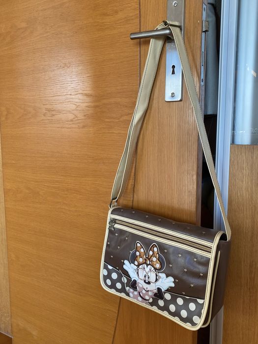 Carteira Mala grande Minnie Mouse Disney castanha e creme