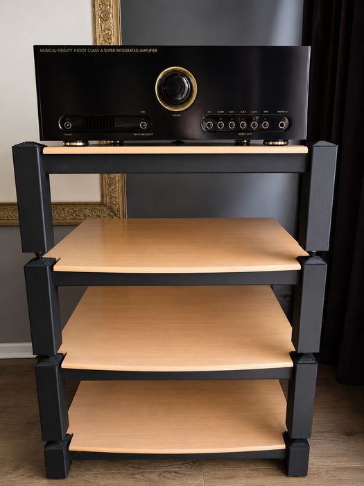 Stolik audio Hi-Fi / RTV – 4 półki – solidny pod ciężki sprzęt