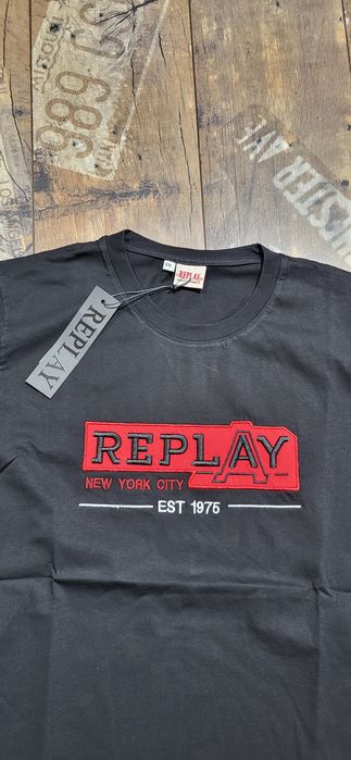 Replay czarna koszulka męska t-shirt bawełna XXL