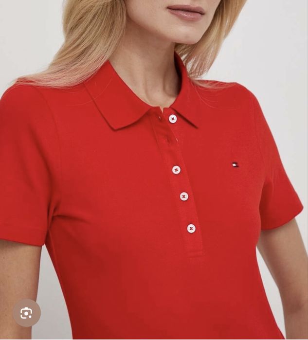 Красное поло tommy hilfiger женское