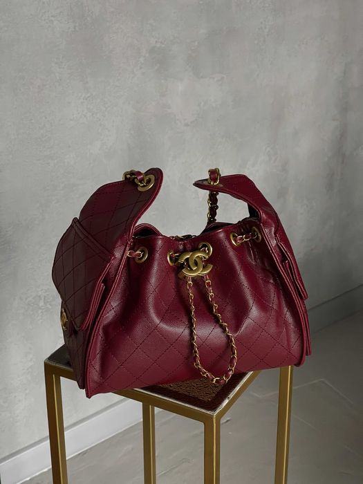Женская сумка Chanel 25 Small Handbag на плече черный бордовый