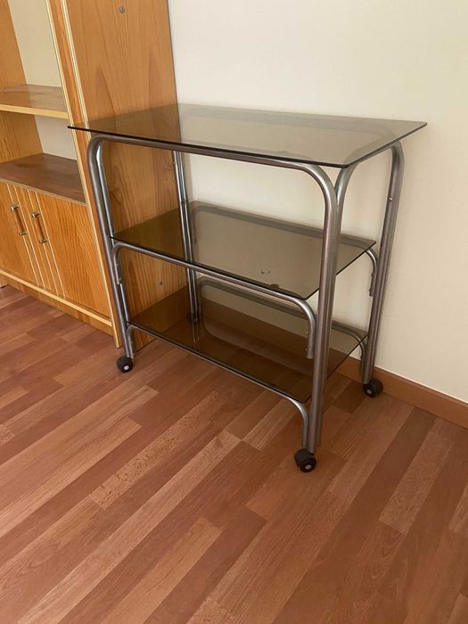 Mesa de Sala Extensível + Bar/Carro com Prateleiras