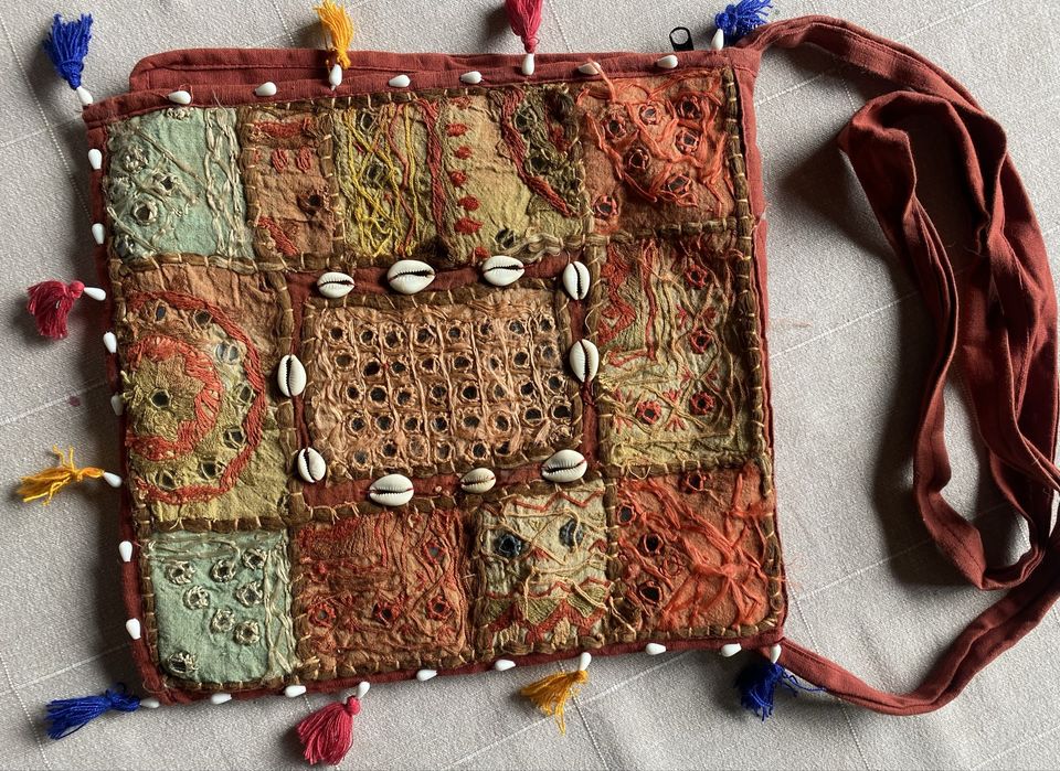 Oryginalna Torebka BOHO Vintage, Haft  Muszelki