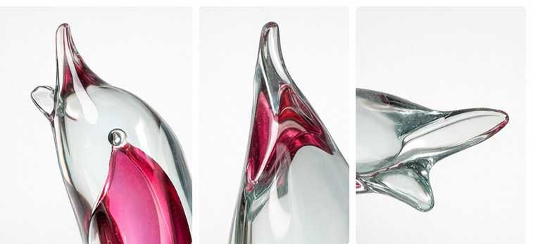 Figura decorativa em vidro artístico – Golfinho fúcsia