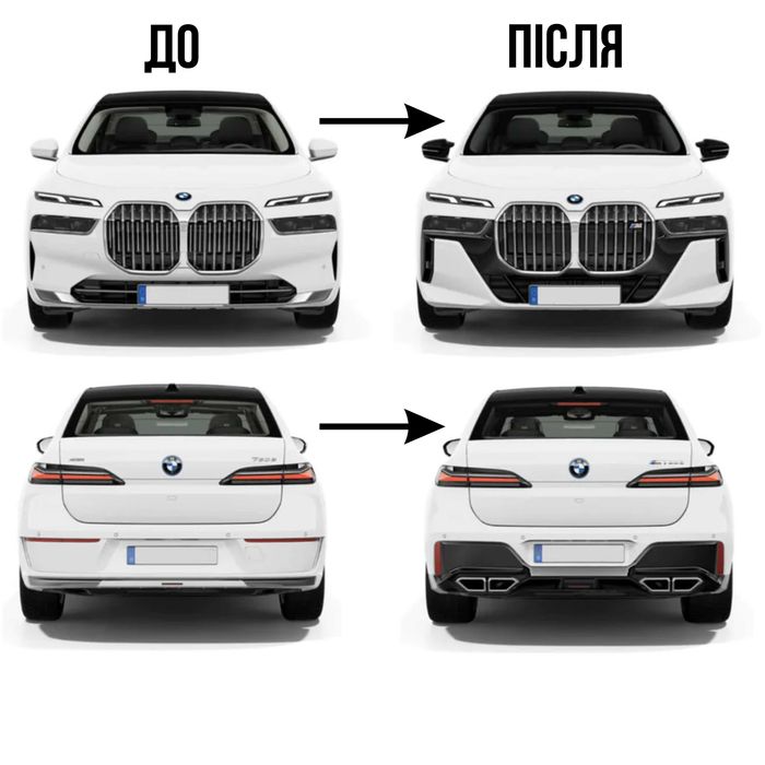 Комплект обвісу BMW G70 стиль M760 обвес бмв г70 бампер передний м пакет задний труби дифузор