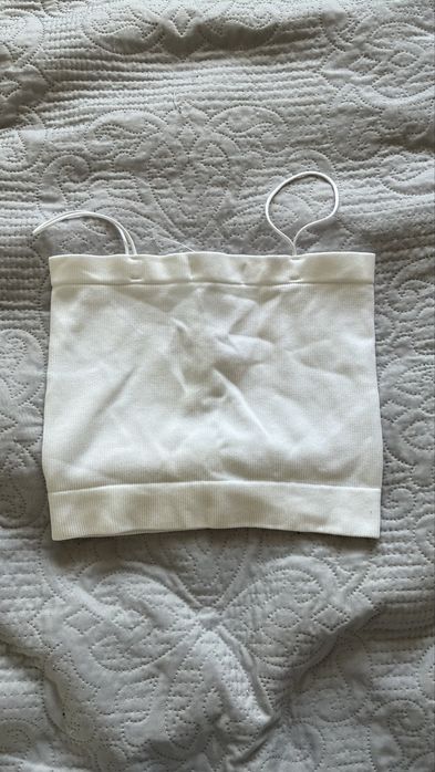 Crop top bialy prazkowany terranova XS/S