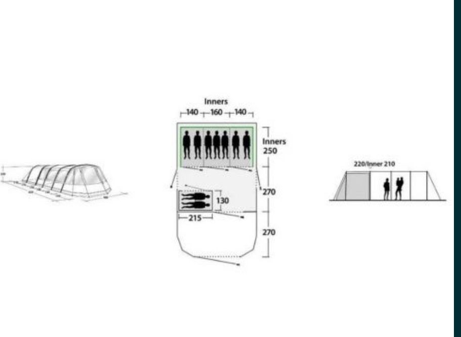 Tenda INSUFLÁVEL p/9 pessoas c/atrelado, cama, sanita quimica, +extras