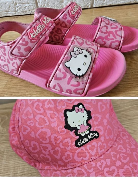 Lekkie sandały r. 32 + czapka Hello Kitty na rzep w kotki