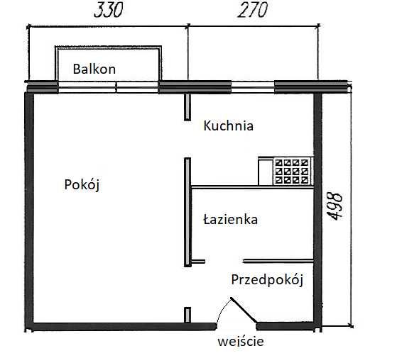 Obecnie zarezerwowane - Kawalerka z balkonem, 2 piętro, blok 4 piętrowy