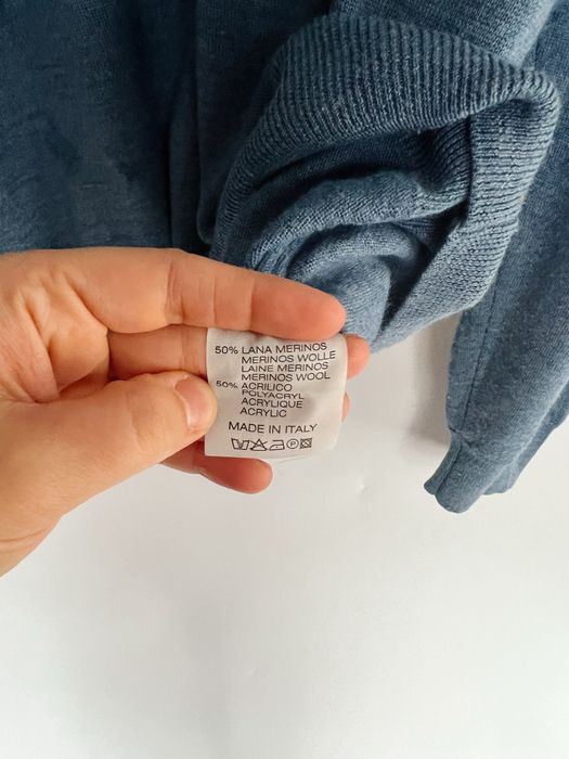 Wloski sweterek niebieski blekitny merino unisex