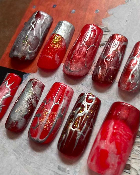 Handmade press on nails sigilism avantgarde