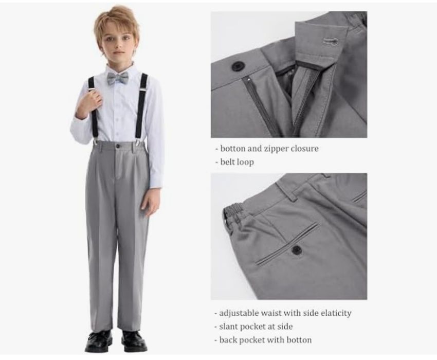 LOLANTA 5-częściowy smoking chłopięcy szary garnitur chłopięcy, garnit