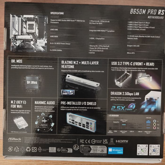 Ryzen 5 7500F + Asrock B650m Pro RS ( AM5, PCIe 5.0, DDR5, 3х М.2 SSD)