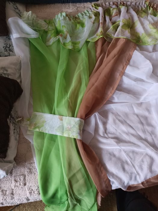 Тюль біло коричнева зі зеленим
