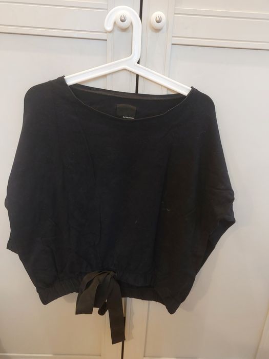 By insomnia granatowa bluzka z kokardą rozmiar S balwełna