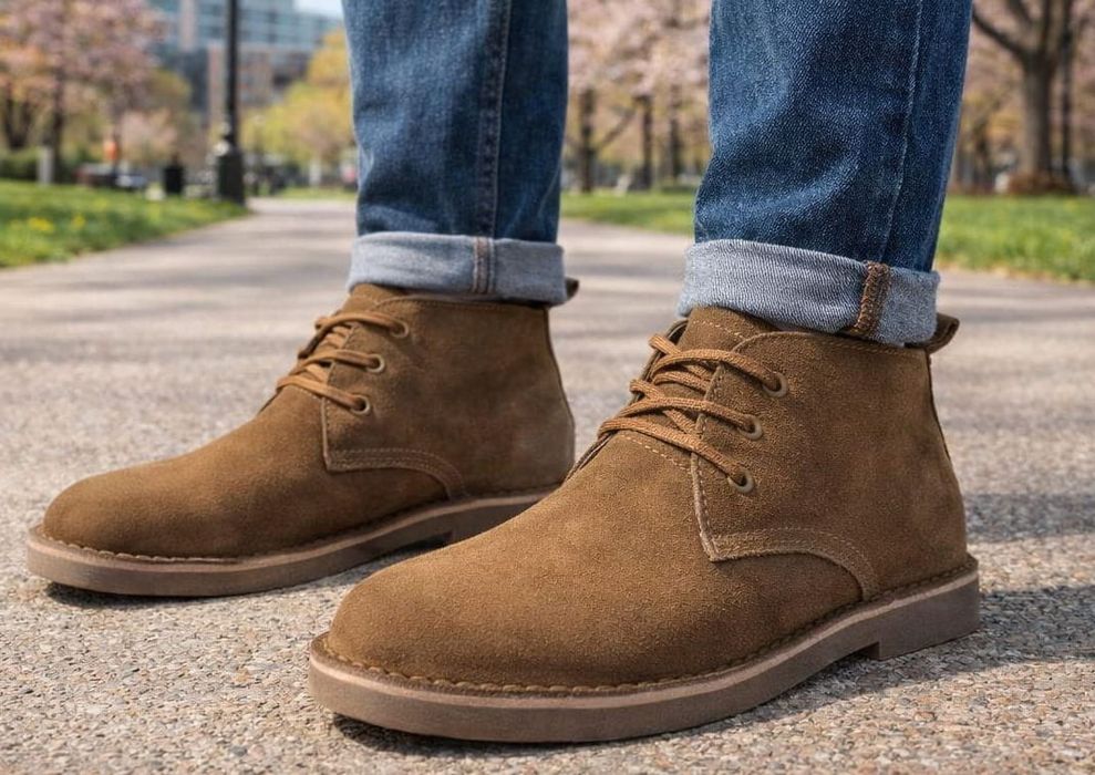 Trzewiki męskie zamszowe skórzane JK/B-4-602 camel – komfort roz. 45