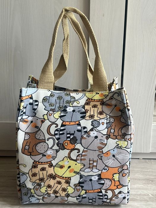 Praktyczna torba materiałowa z motywem kotów